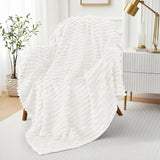 Striped Fleece Blanket | Cozy Textured Throw | Soft & Warm – Multiple Sizes