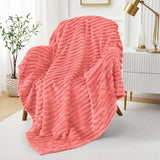 Striped Fleece Blanket | Cozy Textured Throw | Soft & Warm – Multiple Sizes