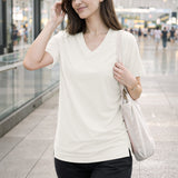 Off White Women’s Stretch Performance T-Shirt on a model – Lux Decor