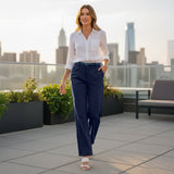 Women’s Stretch Work Pants on a model – Lux Decor