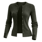 Olive Women’s Soft-Knit Ribbed Button-Down Cardigan Sweater – Lux Decor