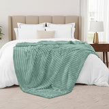 Striped Fleece Blanket | Cozy Textured Throw | Soft & Warm – Multiple Sizes