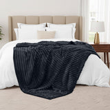 Striped Fleece Blanket | Cozy Textured Throw | Soft & Warm – Multiple Sizes