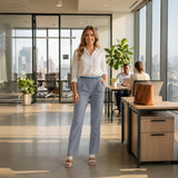 Women’s Stretch Work Pants on a model – Lux Decor