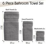 6 Pack Bath Towel Set 100% Cotton Bathroom Towel Set