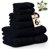 6 Pack Bath Towel Set 100% Cotton Bathroom Towel Set