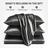 Silky Soft 4-Piece Satin Sheet Set | Deep Pocket | Wrinkle-Free Easy Care Bedding