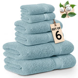 6 Pack Bath Towel Set 100% Cotton Bathroom Towel Set