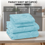 4-Piece Paisley Design Bed Sheet Set | Deep Pocket | Flat, Fitted & Pillowcases