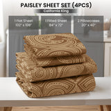 4-Piece Paisley Design Bed Sheet Set | Deep Pocket | Flat, Fitted & Pillowcases