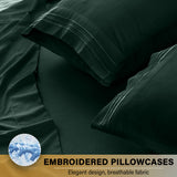 Emerald 6-Piece Deep Pocket Bed Sheet Set styled on a bed – Lux Decor