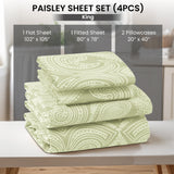 4-Piece Paisley Design Bed Sheet Set | Deep Pocket | Flat, Fitted & Pillowcases
