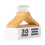 Premium Wooden Hangers with Non-Slip Notches - Pack of 20 & 30