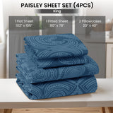 4-Piece Paisley Design Bed Sheet Set | Deep Pocket | Flat, Fitted & Pillowcases