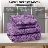 4-Piece Paisley Design Bed Sheet Set | Deep Pocket | Flat, Fitted & Pillowcases