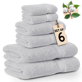 6 Pack Bath Towel Set 100% Cotton Bathroom Towel Set