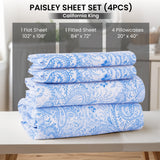 4-Piece Paisley Design Bed Sheet Set | Deep Pocket | Flat, Fitted & Pillowcases