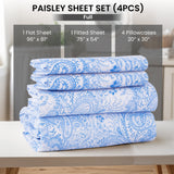 4-Piece Paisley Design Bed Sheet Set | Deep Pocket | Flat, Fitted & Pillowcases