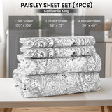 4-Piece Paisley Design Bed Sheet Set | Deep Pocket | Flat, Fitted & Pillowcases