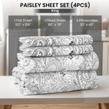 4-Piece Paisley Design Bed Sheet Set | Deep Pocket | Flat, Fitted & Pillowcases