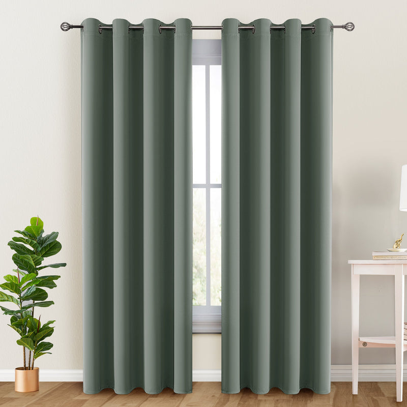 Set of 2 Thermal Blackout Curtains for Bedroom and Living Room