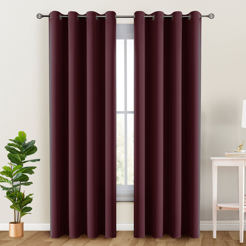 Set of 2 Thermal Blackout Curtains for Bedroom and Living Room