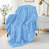 Striped Fleece Blanket | Cozy Textured Throw | Soft & Warm – Multiple Sizes
