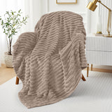 Striped Fleece Blanket | Cozy Textured Throw | Soft & Warm – Multiple Sizes