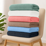 Striped Fleece Blanket | Cozy Textured Throw | Soft & Warm – Multiple Sizes