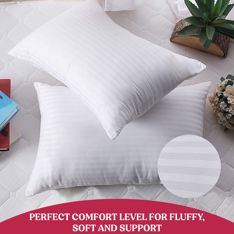 2-Pack Cotton Stripe Plush Bed Pillows