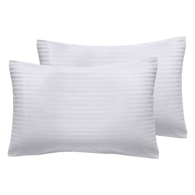 2-Pack Cotton Stripe Plush Bed Pillows