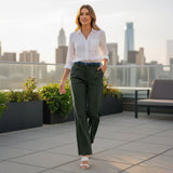 Women’s Stretch Work Pants on a model – Lux Decor