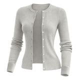 Off White Women’s Soft-Knit Ribbed Button-Down Cardigan Sweater – Lux Decor