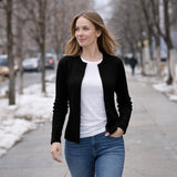 Black Women’s Soft-Knit Ribbed Button-Down Cardigan Sweater – Lux Decor