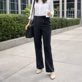 Women’s Stretch Work Pants on a model – Lux Decor