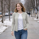 Off White Women’s Soft-Knit Ribbed Button-Down Cardigan Sweater – Lux Decor