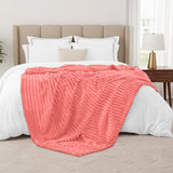 Striped Fleece Blanket | Cozy Textured Throw | Soft & Warm – Multiple Sizes