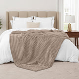 Striped Fleece Blanket | Cozy Textured Throw | Soft & Warm – Multiple Sizes