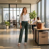 Women’s Stretch Work Pants on a model – Lux Decor