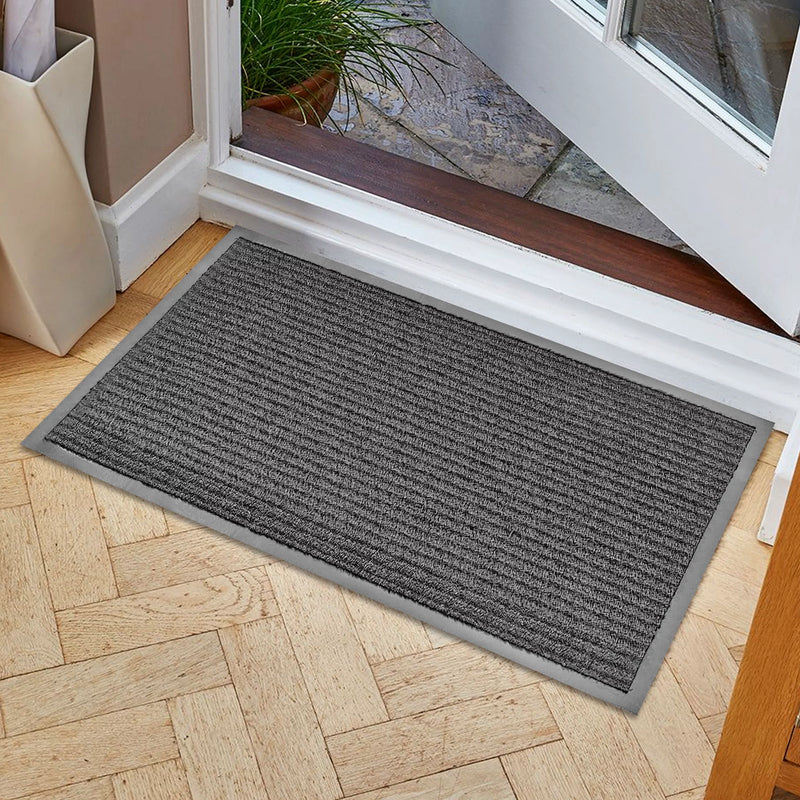 Indoor Outdoor Front Door Mat - 30" x 17" Non Slip Dirt Trapper Entry Rug - 2 Pack Gray