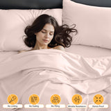 6-Piece Deep Pocket Bed Sheet Set styled on a bed – Lux Decor