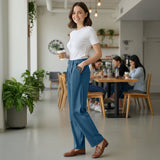 Women’s Stretch Work Pants on a model – Lux Decor
