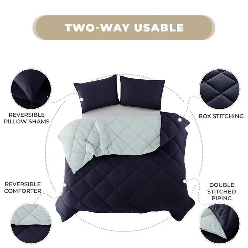 3-Piece Reversible Comforter Set