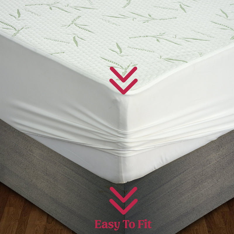 Bamboo waterproof Mattress Protector – 100% Waterproof – Mattress Cover | Up to 16 Inches Fitted Deep Pocket Mattress Cover