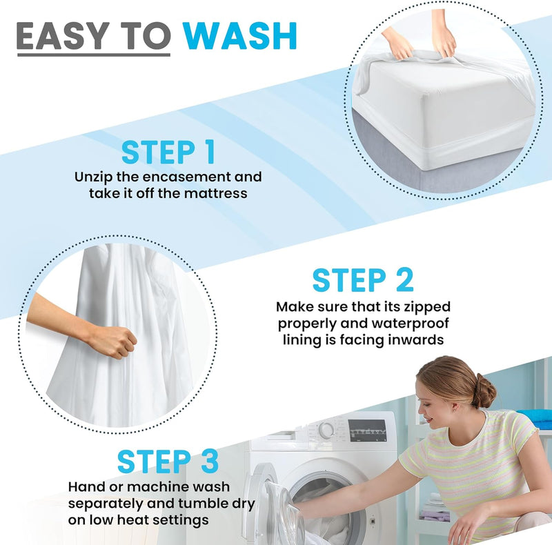 Waterproof Mattress Protector | Soft, and Breathable Encasement Cover