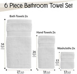 6 Pack Bath Towel Set 100% Cotton Bathroom Towel Set