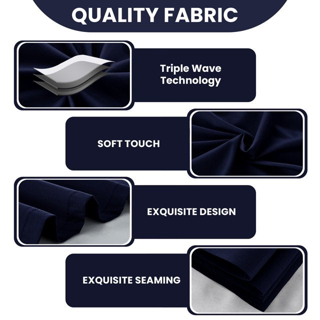 Set of 2 Thermal Blackout Curtains for Bedroom and Living Room