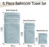 6 Pack Bath Towel Set 100% Cotton Bathroom Towel Set