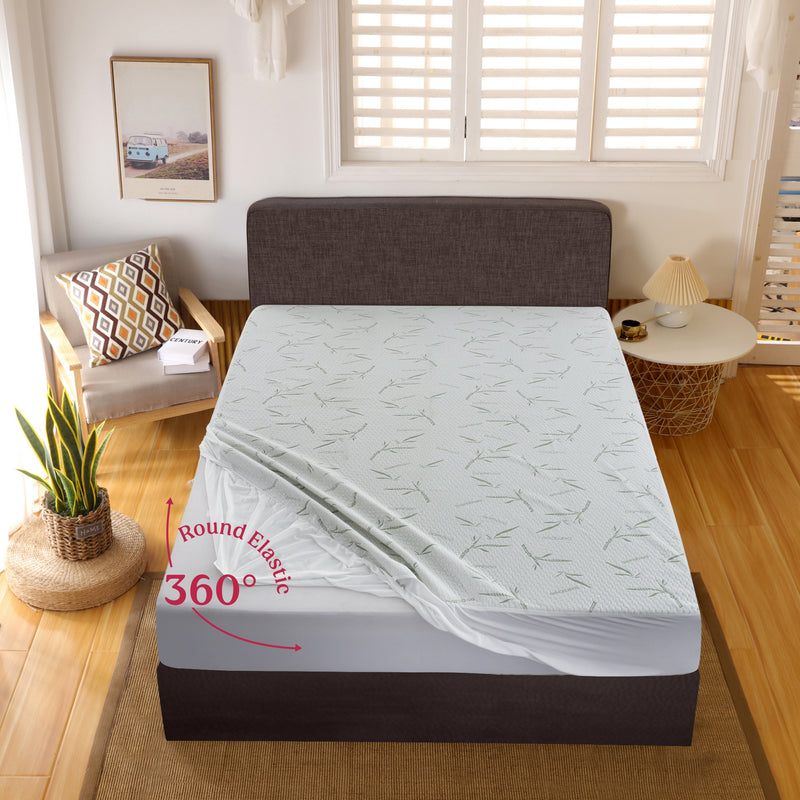 Bamboo waterproof Mattress Protector – 100% Waterproof – Mattress Cover | Up to 16 Inches Fitted Deep Pocket Mattress Cover