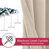 Set of 2 Thermal Blackout Curtains for Bedroom and Living Room